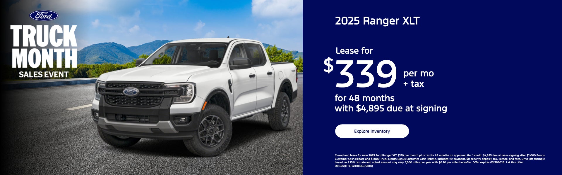 Lease for $339 per mo + tax for 48 months with $4,895