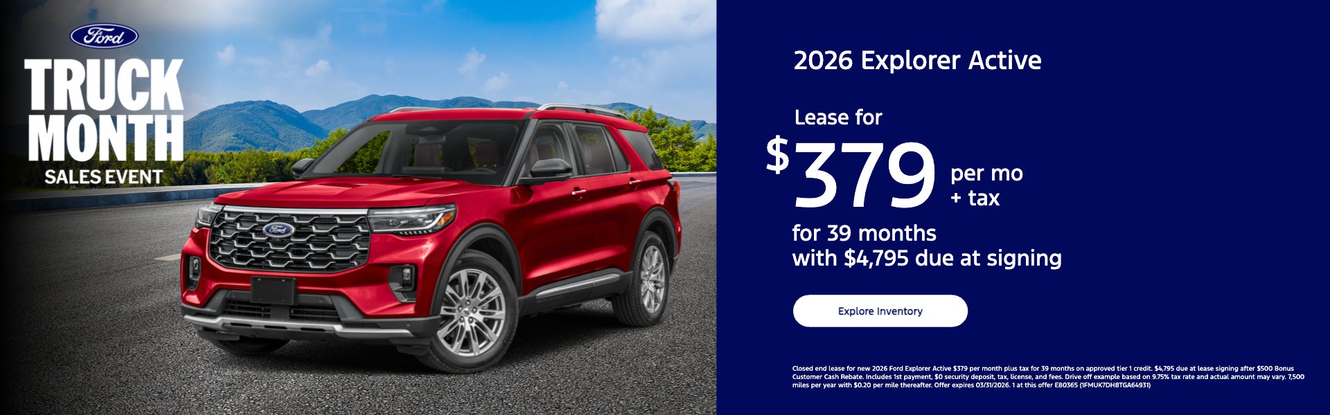 Lease for $379 per mo + tax for 39 months with $4,795